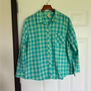 2 for $20 sale: Faded glory Blue green checkered casual button down shirt - XXL